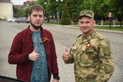 Военнослужащие Росгвардии присоединились к акции «Георгиевская лента» в Чеченской Республике